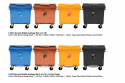 1100L Recycle Mobile Garbage Bin / c/w Foot Pedal  (4 in 1W)