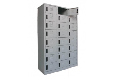 24 COMPARTMENT STEEL LOCKER WITH STEEL SWINGING DOOR  C/W HANDLE CAMLOCK