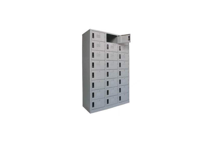 24 COMPARTMENT STEEL LOCKER WITH STEEL SWINGING DOOR  C/W HANDLE CAMLOCK