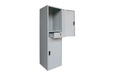 2 Compartment Steel Locker c/w 1 Cloth Bar & 1 Drawer (ECONOMY)