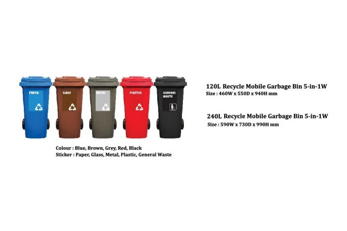 Recycle Mobile Garbage Bin 3 In 1 (120L / 240L / 360L)