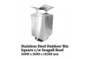 Stainless Steel Outdoor Bin Square c/w Seagull Roof