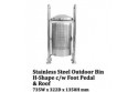 Stainless Steel Outdoor Bin H-Shape  c/w Foot Pedal & Roof