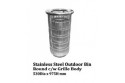 Stainless Steel Outdoor Bin Round c/w Grille Body
